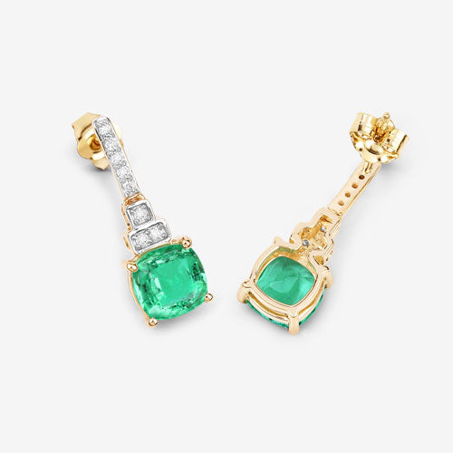 2.72 Carat Genuine Ethiopian Emerald and White Diamond 14K Yellow Gold Earrings by Bids.com