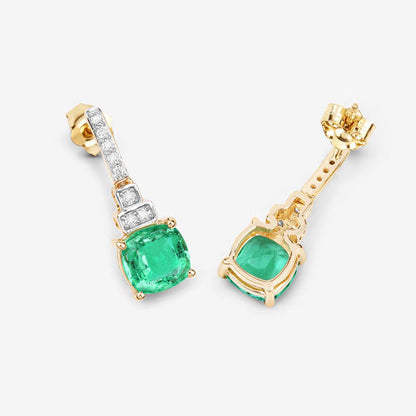 2.72 Carat Genuine Ethiopian Emerald and White Diamond 14K Yellow Gold Earrings by Bids.com