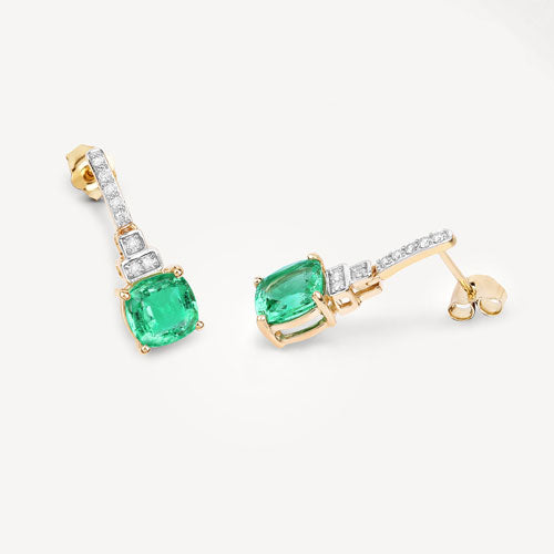2.72 Carat Genuine Ethiopian Emerald and White Diamond 14K Yellow Gold Earrings by Bids.com