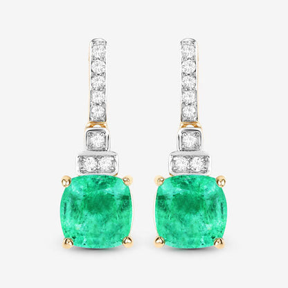 2.72 Carat Genuine Ethiopian Emerald and White Diamond 14K Yellow Gold Earrings by Bids.com