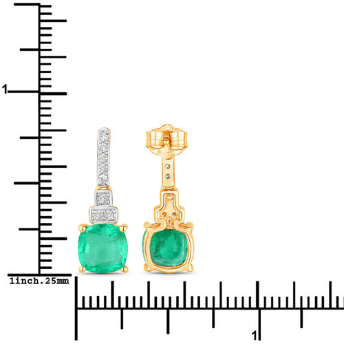 2.72 Carat Genuine Ethiopian Emerald and White Diamond 14K Yellow Gold Earrings by Bids.com