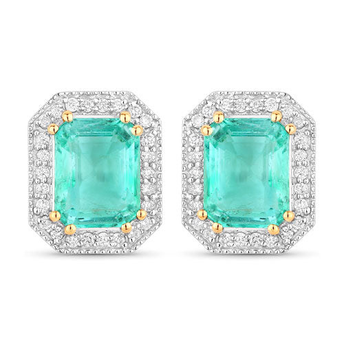 2.99 Carat Genuine Ethiopian Emerald and White Diamond 14K Yellow Gold Earrings by Bids.com