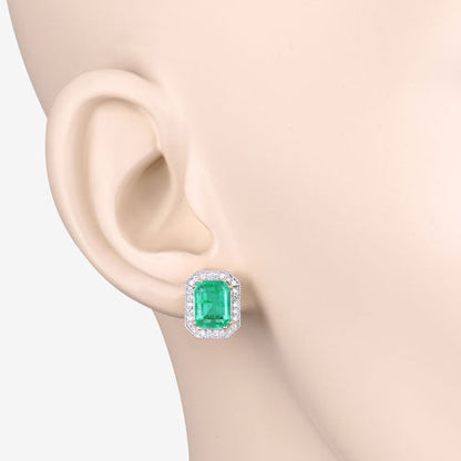 2.99 Carat Genuine Ethiopian Emerald and White Diamond 14K Yellow Gold Earrings by Bids.com