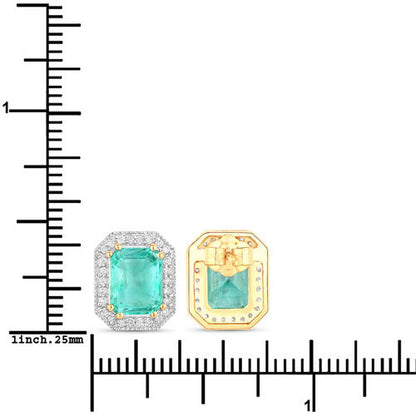 2.99 Carat Genuine Ethiopian Emerald and White Diamond 14K Yellow Gold Earrings by Bids.com
