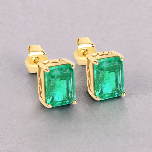 2.75 Carat Genuine Ethiopian Emerald 14K Yellow Gold Earrings by Bids.com