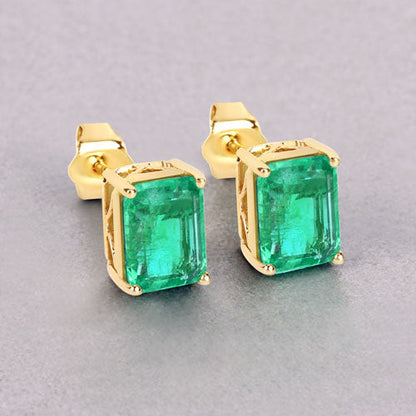 2.75 Carat Genuine Ethiopian Emerald 14K Yellow Gold Earrings by Bids.com