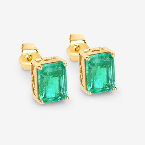 2.75 Carat Genuine Ethiopian Emerald 14K Yellow Gold Earrings by Bids.com
