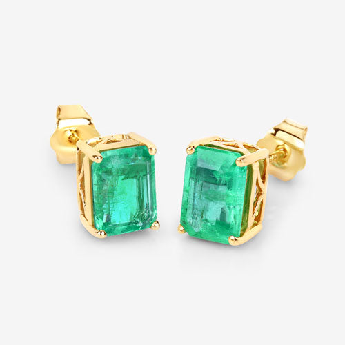2.75 Carat Genuine Ethiopian Emerald 14K Yellow Gold Earrings by Bids.com