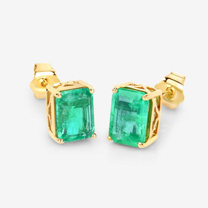 2.75 Carat Genuine Ethiopian Emerald 14K Yellow Gold Earrings by Bids.com