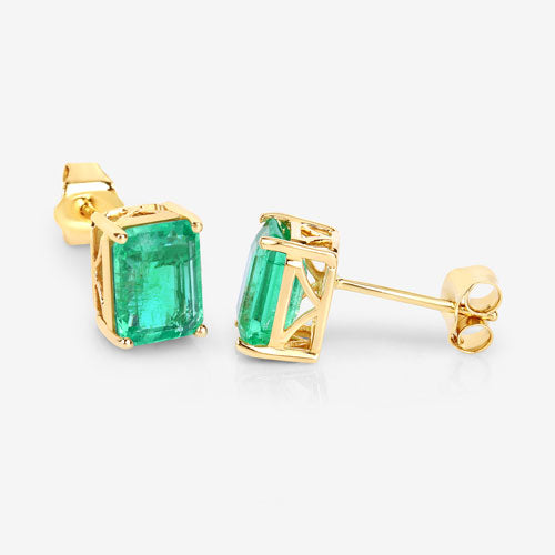 2.75 Carat Genuine Ethiopian Emerald 14K Yellow Gold Earrings by Bids.com