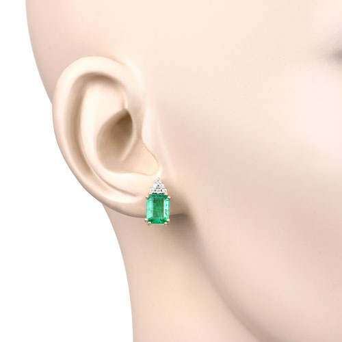 2.87 Carat Genuine Ethiopian Emerald and White Diamond 14K Yellow Gold Earrings by Bids.com