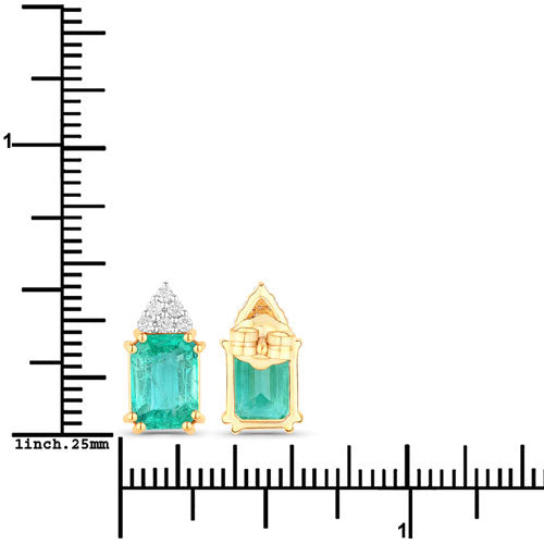 2.87 Carat Genuine Ethiopian Emerald and White Diamond 14K Yellow Gold Earrings by Bids.com