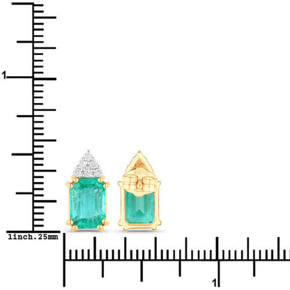 2.87 Carat Genuine Ethiopian Emerald and White Diamond 14K Yellow Gold Earrings by Bids.com