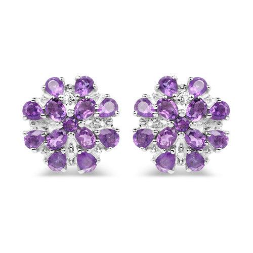 3.80 Carat Genuine Amethyst .925 Sterling Silver Earrings  DestGlow