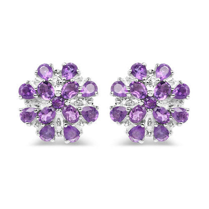 3.80 Carat Genuine Amethyst .925 Sterling Silver Earrings  DestGlow