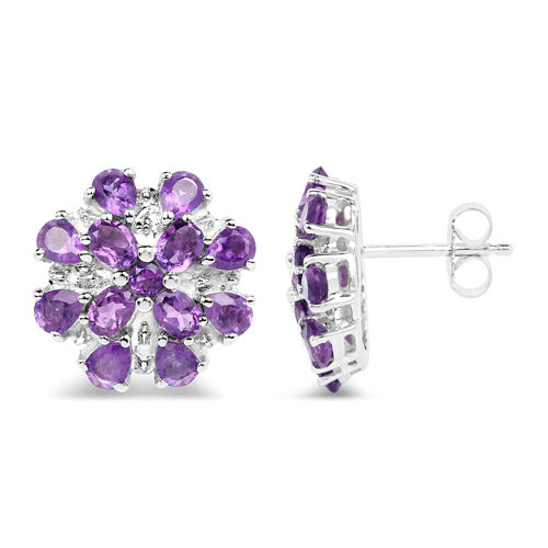 3.80 Carat Genuine Amethyst .925 Sterling Silver Earrings  DestGlow