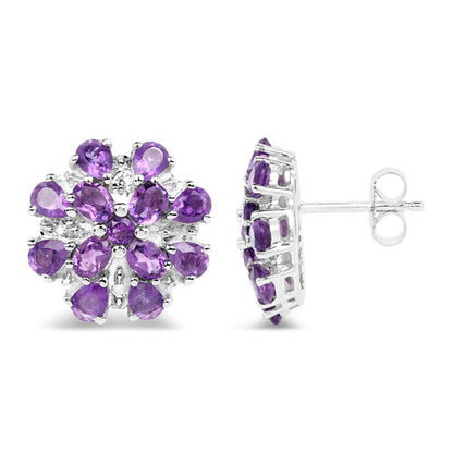 3.80 Carat Genuine Amethyst .925 Sterling Silver Earrings  DestGlow