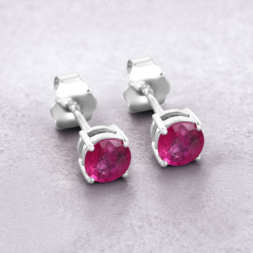 0.86 Carat Genuine Ruby 10K White Gold Earrings  DestGlow