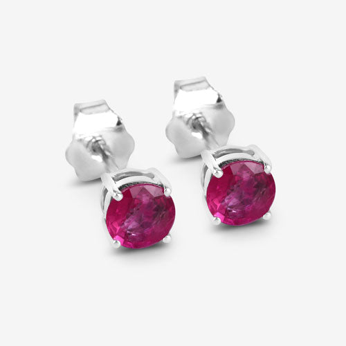 0.86 Carat Genuine Ruby 10K White Gold Earrings  DestGlow