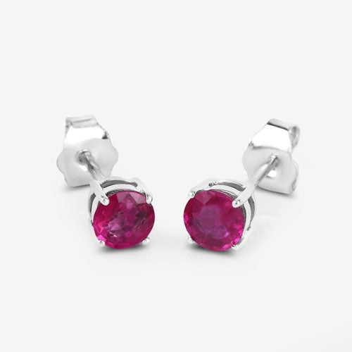 0.86 Carat Genuine Ruby 10K White Gold Earrings  DestGlow