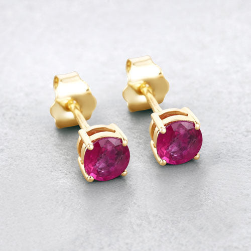 0.86 Carat Genuine Ruby 10K Yellow Gold Earrings  DestGlow