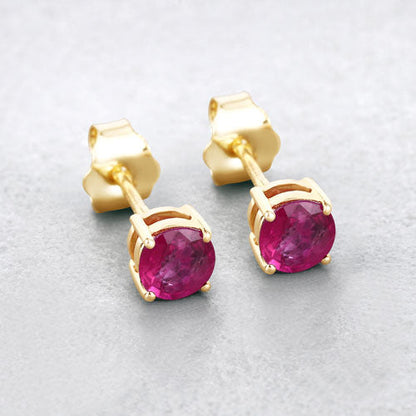 0.86 Carat Genuine Ruby 10K Yellow Gold Earrings  DestGlow