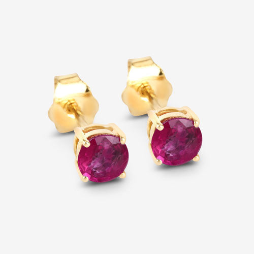0.86 Carat Genuine Ruby 10K Yellow Gold Earrings  DestGlow