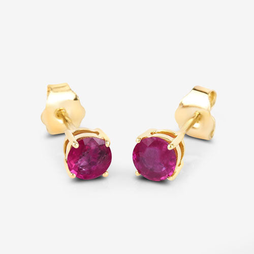 0.86 Carat Genuine Ruby 10K Yellow Gold Earrings  DestGlow