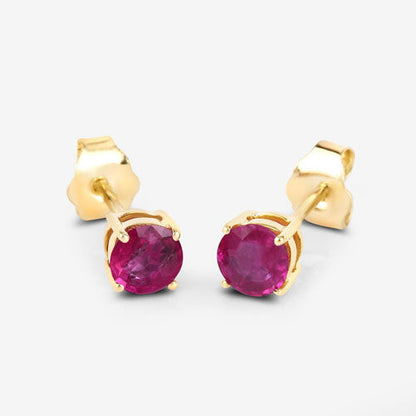 0.86 Carat Genuine Ruby 10K Yellow Gold Earrings  DestGlow