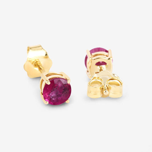 0.86 Carat Genuine Ruby 10K Yellow Gold Earrings  DestGlow