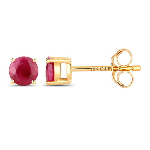 0.86 Carat Genuine Ruby 10K Yellow Gold Earrings  DestGlow
