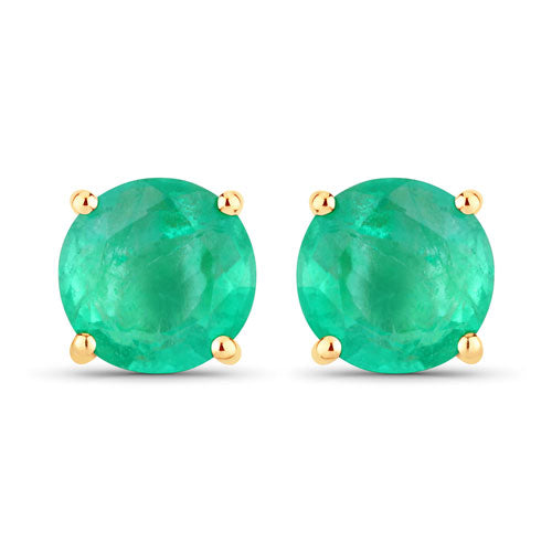 0.72 Carat Genuine Zambian Emerald 10K Yellow Gold Earrings by Bids.com
