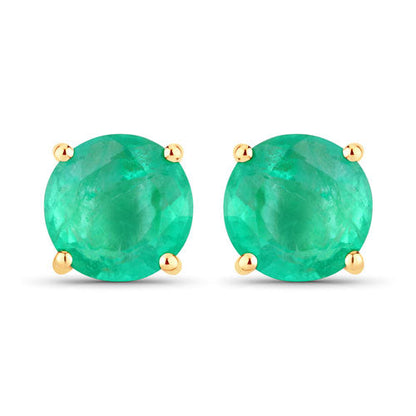 0.72 Carat Genuine Zambian Emerald 10K Yellow Gold Earrings by Bids.com