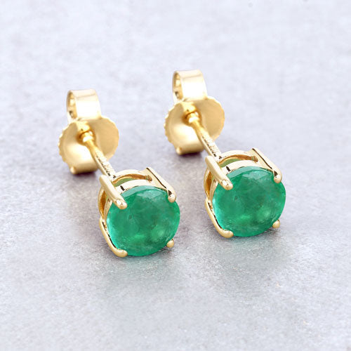 0.72 Carat Genuine Zambian Emerald 10K Yellow Gold Earrings by Bids.com