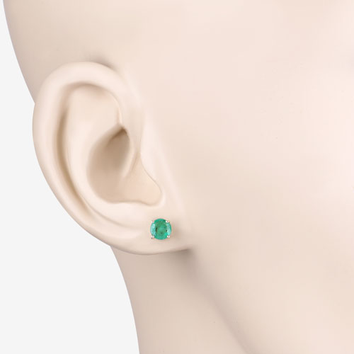 0.72 Carat Genuine Zambian Emerald 10K Yellow Gold Earrings by Bids.com