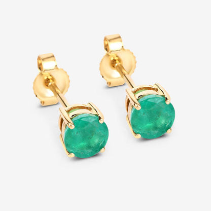 0.72 Carat Genuine Zambian Emerald 10K Yellow Gold Earrings by Bids.com