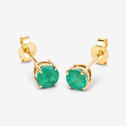 0.72 Carat Genuine Zambian Emerald 10K Yellow Gold Earrings by Bids.com