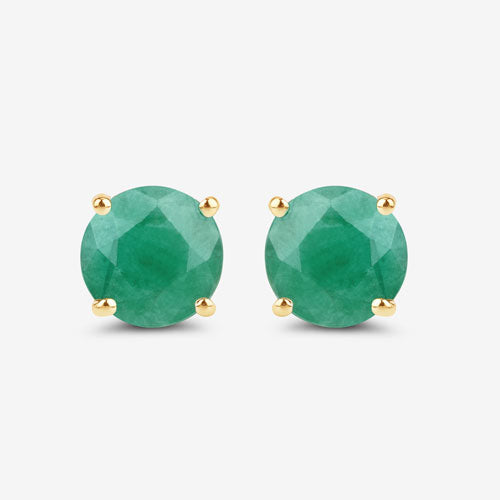 0.72 Carat Genuine Zambian Emerald 10K Yellow Gold Earrings by Bids.com