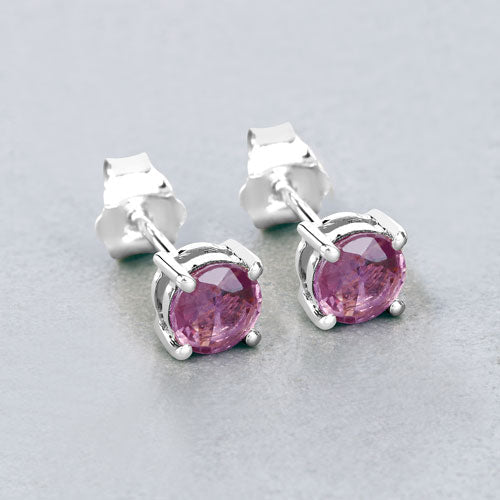 1.30 Carat Genuine Pink Sapphire 10K White Gold Earrings by Bids.com