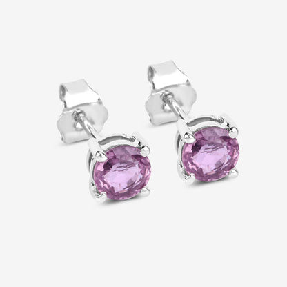 1.30 Carat Genuine Pink Sapphire 10K White Gold Earrings by Bids.com