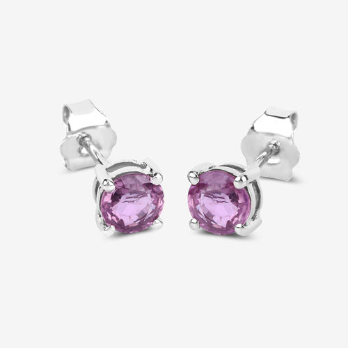 1.30 Carat Genuine Pink Sapphire 10K White Gold Earrings by Bids.com