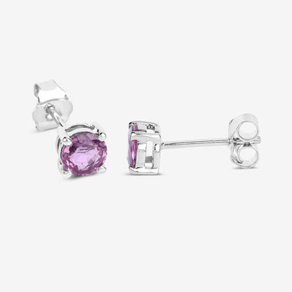 1.30 Carat Genuine Pink Sapphire 10K White Gold Earrings by Bids.com