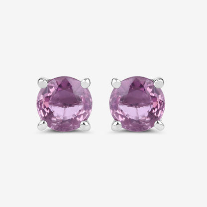 1.30 Carat Genuine Pink Sapphire 10K White Gold Earrings by Bids.com