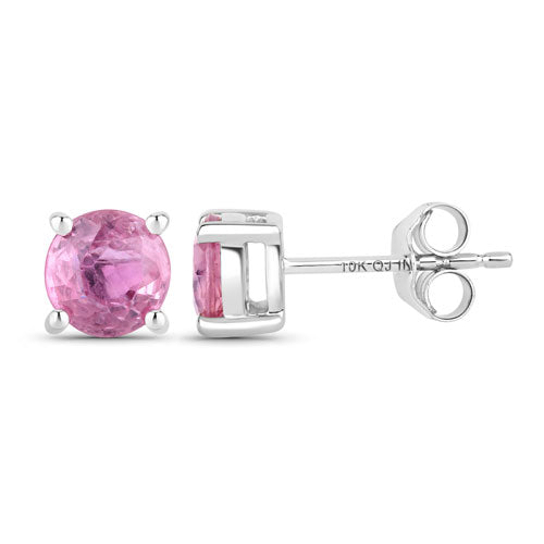 1.30 Carat Genuine Pink Sapphire 10K White Gold Earrings by Bids.com