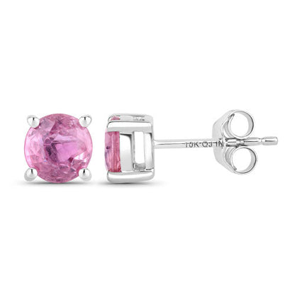 1.30 Carat Genuine Pink Sapphire 10K White Gold Earrings by Bids.com