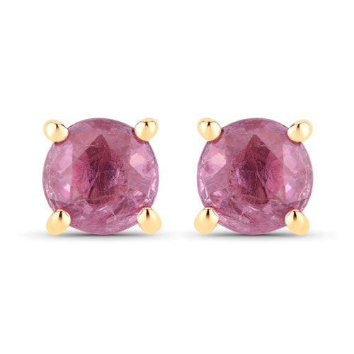 1.30 Carat Genuine Pink Sapphire 10K Yellow Gold Earrings by Bids.com