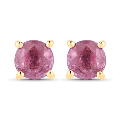 1.30 Carat Genuine Pink Sapphire 10K Yellow Gold Earrings by Bids.com