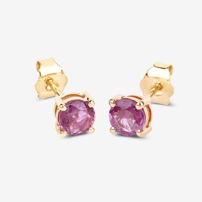 1.30 Carat Genuine Pink Sapphire 10K Yellow Gold Earrings by Bids.com