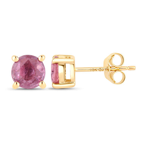 1.30 Carat Genuine Pink Sapphire 10K Yellow Gold Earrings by Bids.com