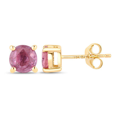 1.30 Carat Genuine Pink Sapphire 10K Yellow Gold Earrings by Bids.com
